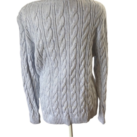 Lands End Drifter Cotton Pullover Cable Knit Sweater  Women L 14  16  Light Blue - Picture 5 of 9